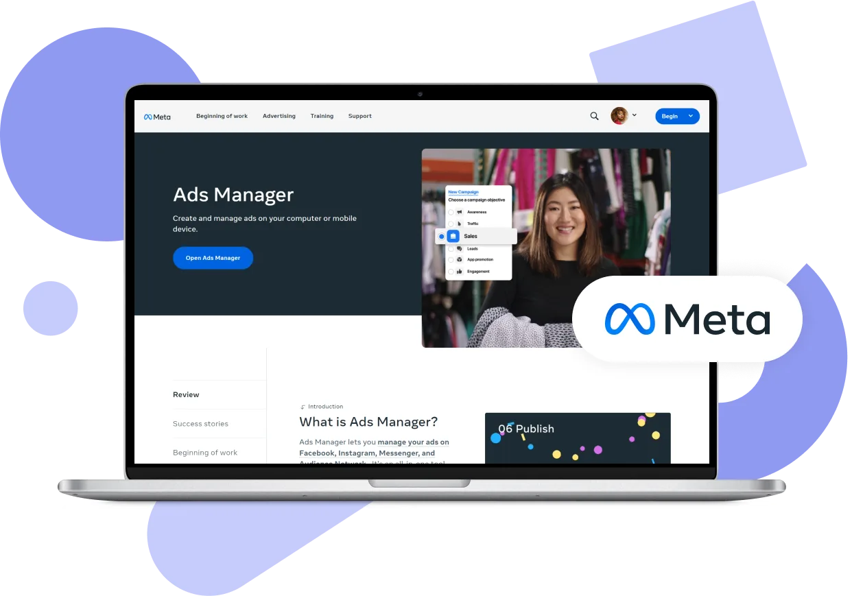 Meta Ads Manager shown on a laptop